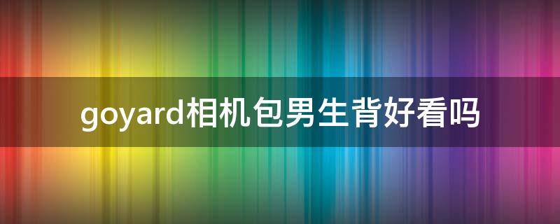 goyard相机包男生背好看吗 goyard男士斜挎包