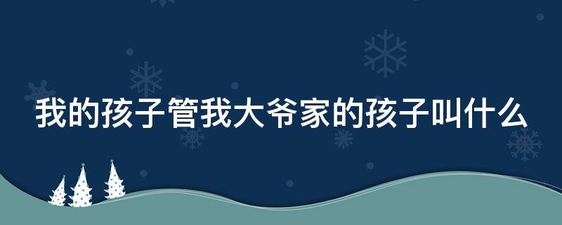 我的孩子管我大爷家的孩子叫什么（我的孩子管我大爷家的孩子叫什么）