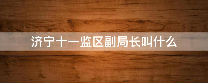 济宁十一监区副局长叫什么 济宁市监察委现任主任姓名