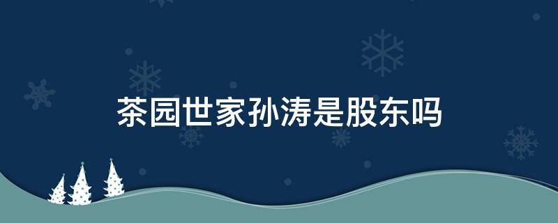 茶园世家孙涛是股东吗