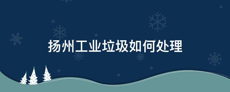 扬州工业垃圾如何处理（扬州垃圾处理厂）