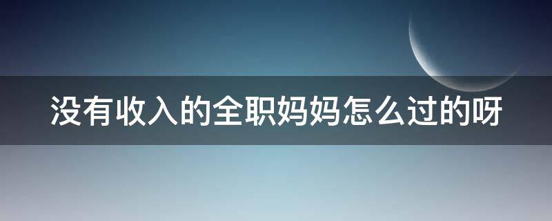 没有收入的全职妈妈怎么过的呀（全职妈妈你们家庭收入有多少）