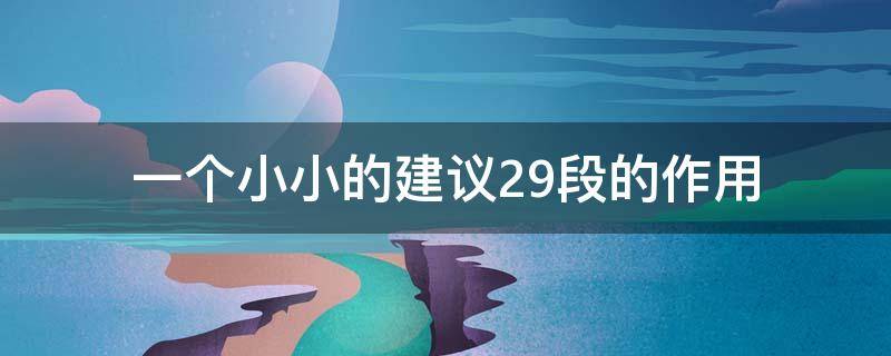 一个小小的建议29段的作用