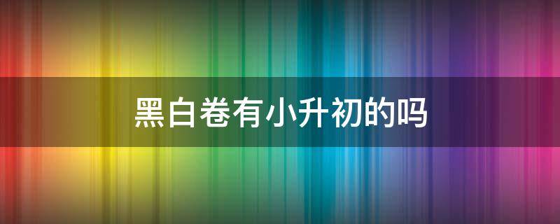 黑白卷有小升初的吗（黑白卷好不好）