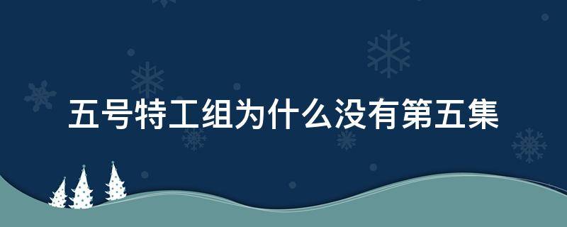 五号特工组为什么没有第五集（五号特工组一共有多少集）