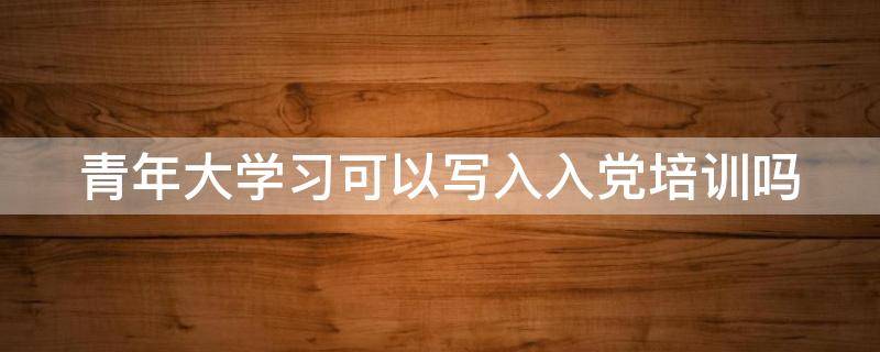 青年大学习可以写入入党培训吗