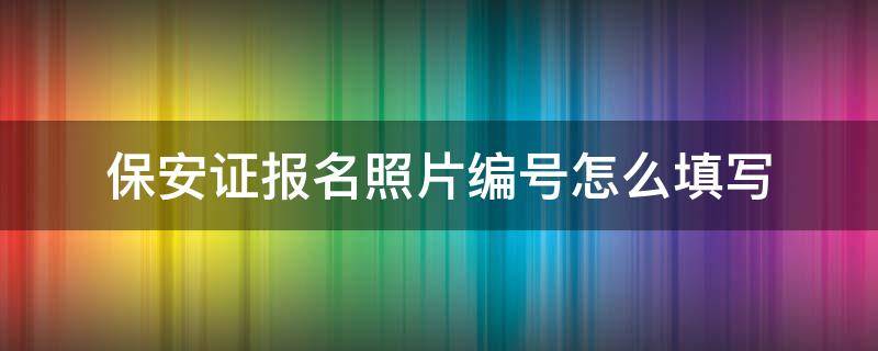 保安证报名照片编号怎么填写（保安证报名表格）