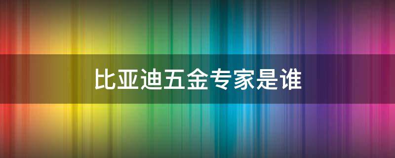 比亚迪五金专家是谁 比亚迪五金专家是谁创立的
