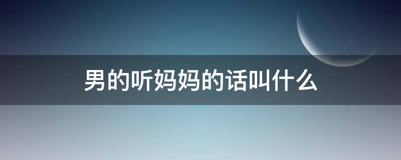 男的听妈妈的话叫什么（男的听妈妈的话叫什么歌）