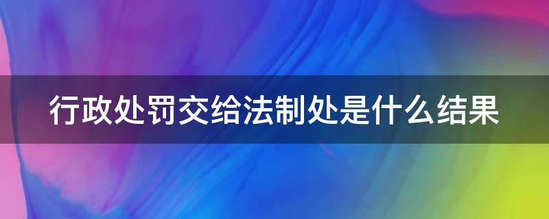 行政处罚交给法制处是什么结果 行政处罚交完罚款还有什么