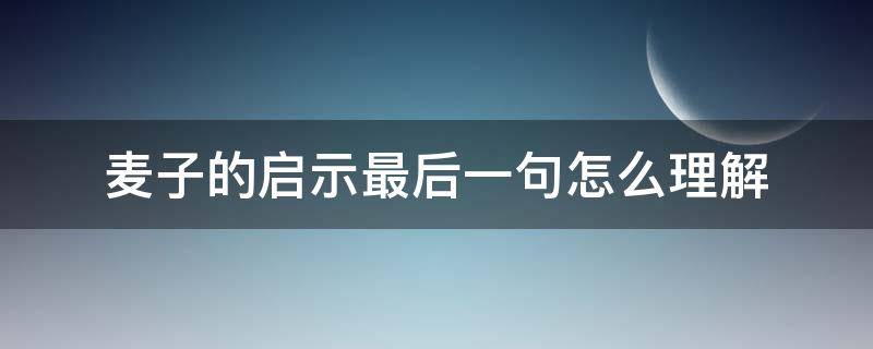 麦子的启示最后一句怎么理解（麦子的启示你怎么理解文中最后一句话）