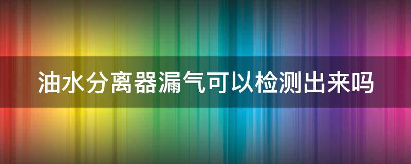油水分离器漏气可以检测出来吗（油水分离器漏气可以检测出来吗有毒吗）