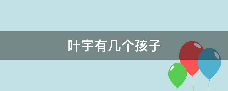 叶宇有几个孩子 叶宇的经历
