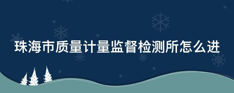 珠海市质量计量监督检测所怎么进（珠海市质量计量监督检测所怎么进去）