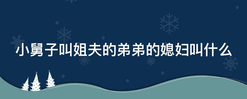 小舅子叫姐夫的弟弟的媳妇叫什么（媳妇的弟弟是不是叫小舅子）