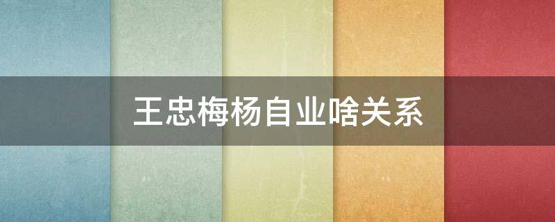 王忠梅杨自业啥关系 王忠梅和杨自业啥关系