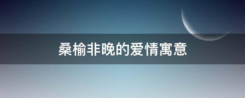 桑榆非晚的爱情寓意（桑榆非晚的桑榆是什么意思）