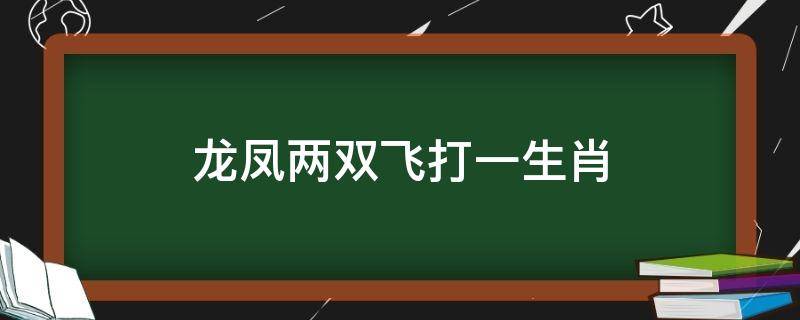 龙凤两双飞打一生肖 龙凤两双飞天是什么生肖
