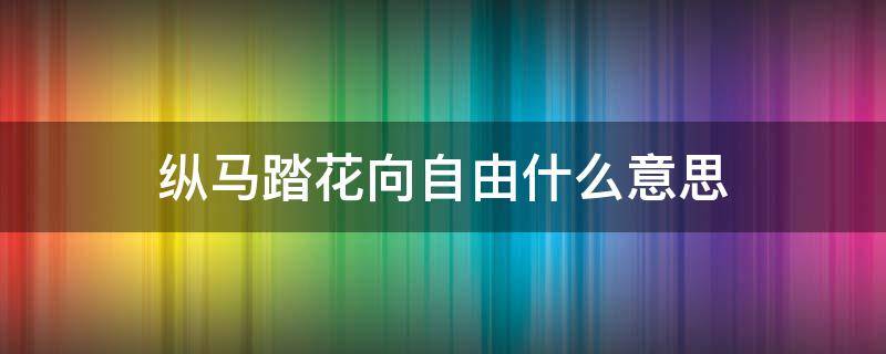 纵马踏花向自由什么意思（从此鲜花赠自己,纵马踏花向自由什么意思）
