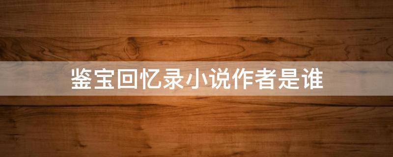 鉴宝回忆录小说作者是谁 小说《鉴宝》