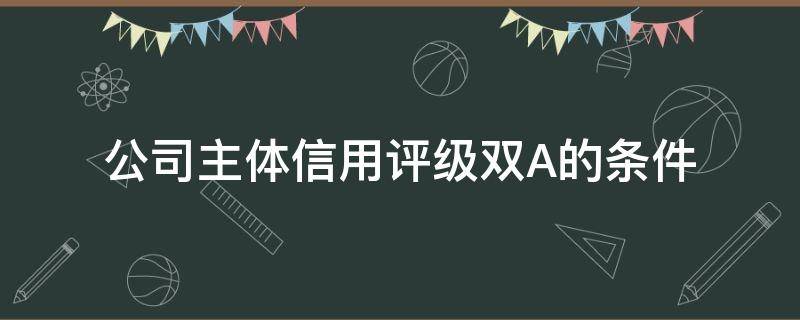 公司主体信用评级双A的条件 主体信用评级aaa