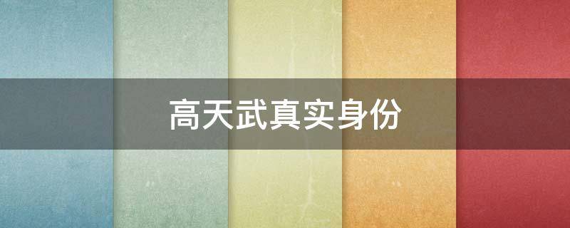 高天武真实身份 抖音高天武真实身份