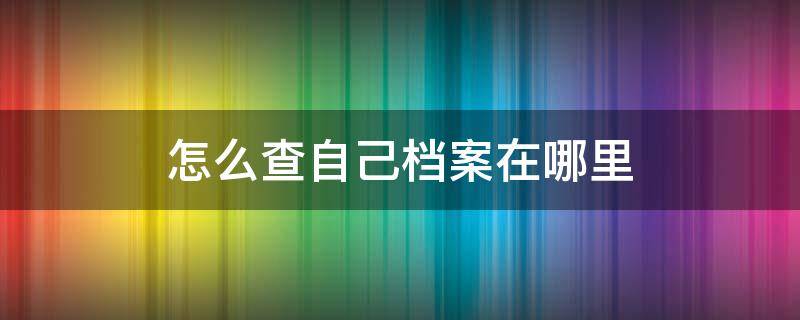 怎么查自己档案在哪里（如何查询自己的档案）