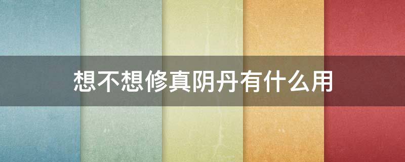 想不想修真阴丹有什么用 想不想修真妖灵丹的作用