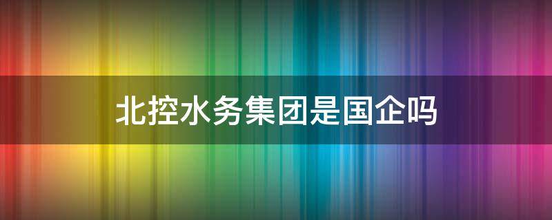 北控水务集团是国企吗（北控水务集团是国企吗 待遇）