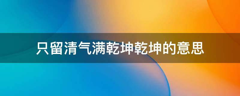 只留清气满乾坤乾坤的意思（只留清气满乾坤中的乾坤的意思）