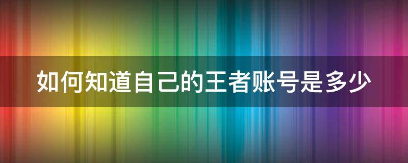 如何知道自己的王者账号是多少（如何知道自己的王者账号多少钱）