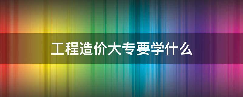 工程造价大专要学什么（工程造价大专要学什么科目）