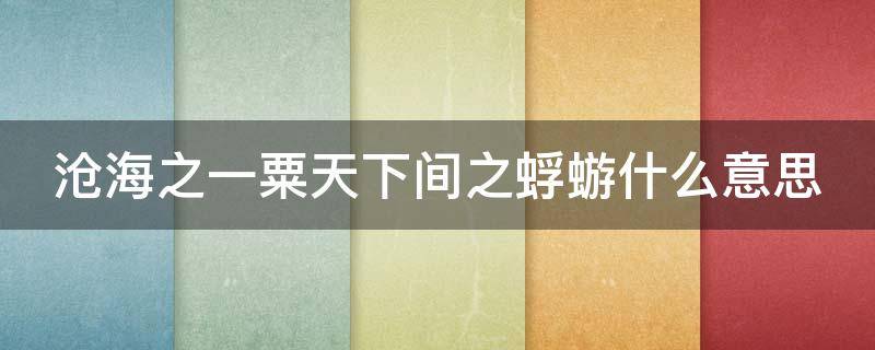沧海之一粟天下间之蜉蝣什么意思 蜉蝣于天地渺沧海之一粟的意思