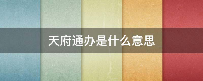 天府通办是什么意思