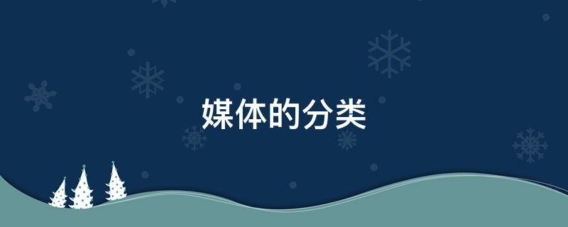 媒体的分类 媒体的分类有哪些