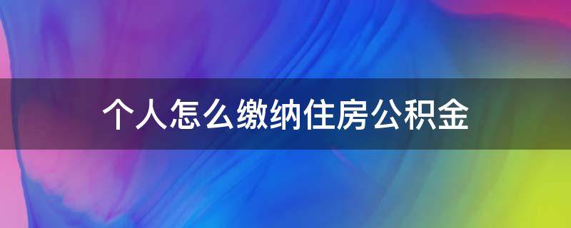 个人怎么缴纳住房公积金 个人怎么缴纳住房公积金?