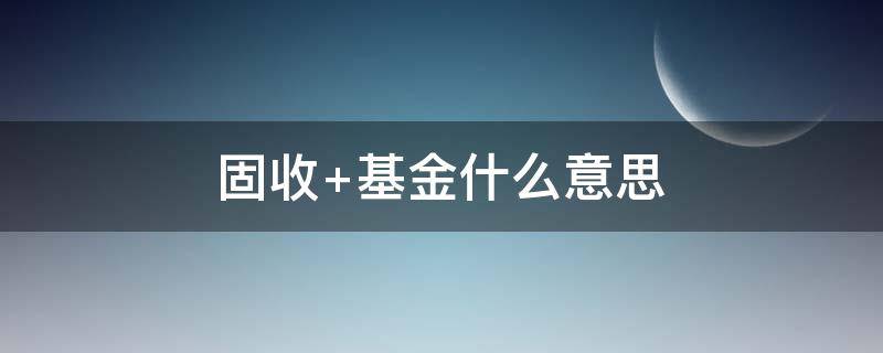 固收+基金什么意思 固收 基金什么意思呀