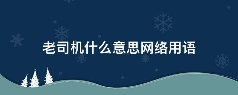 老司机什么意思网络用语（老司机 网络用语）