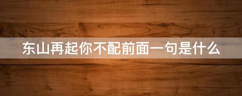 东山再起你不配前面一句是什么（有句话叫什么东山再起你不配）