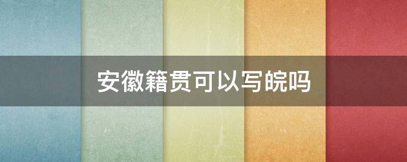 安徽籍贯可以写皖吗（籍贯可以直接填皖吗）