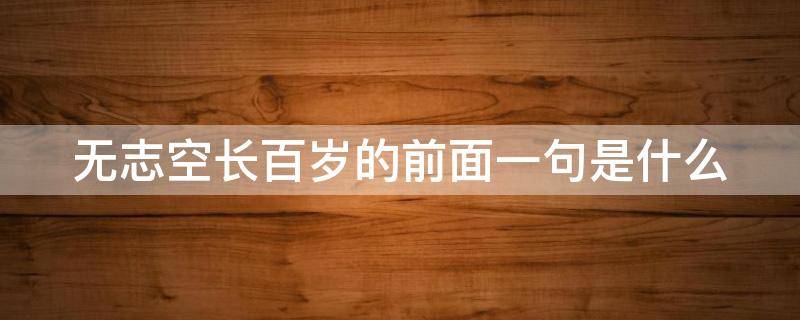无志空长百岁的前面一句是什么 无志长空百岁的上一句是什么