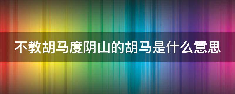 不教胡马度阴山的胡马是什么意思