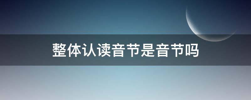 整体认读音节是音节吗（整体认读音节是音节吗怎么读）