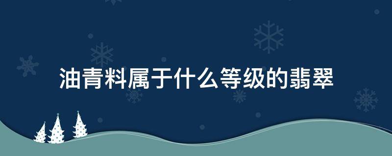 油青料属于什么等级的翡翠 翡翠颜色等级排名油青种