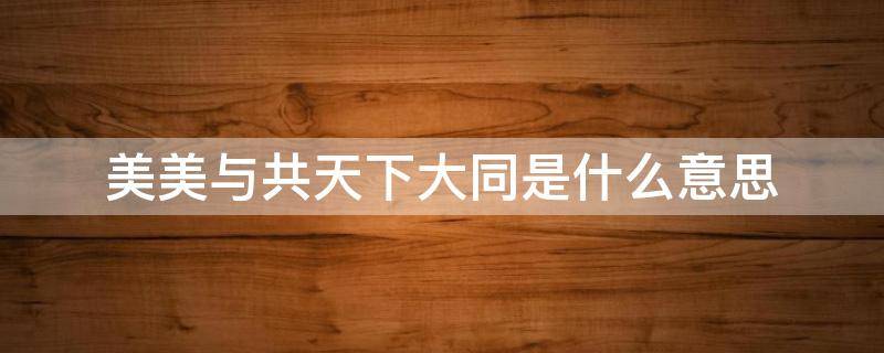 美美与共天下大同是什么意思