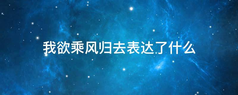 我欲乘风归去表达了什么（我欲乘风归去后面一句是什么）