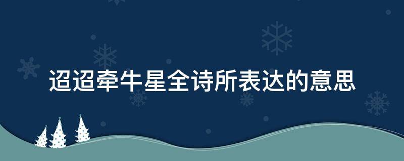 迢迢牵牛星全诗所表达的意思（迢迢牵牛星这首诗表达的意思）