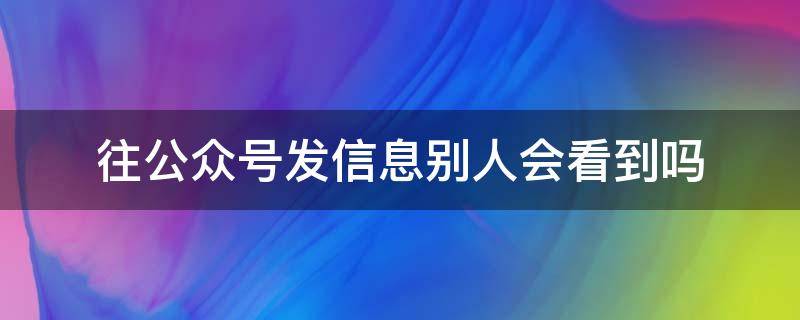 往公众号发信息别人会看到吗（往公众号发信息别人会看到吗）