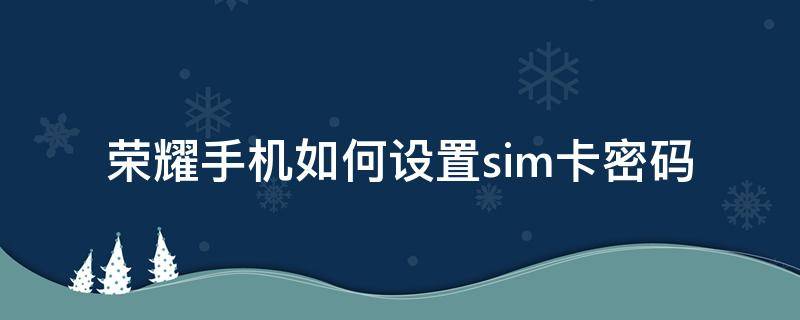 荣耀手机如何设置sim卡密码（荣耀手机如何设置sim卡密码）