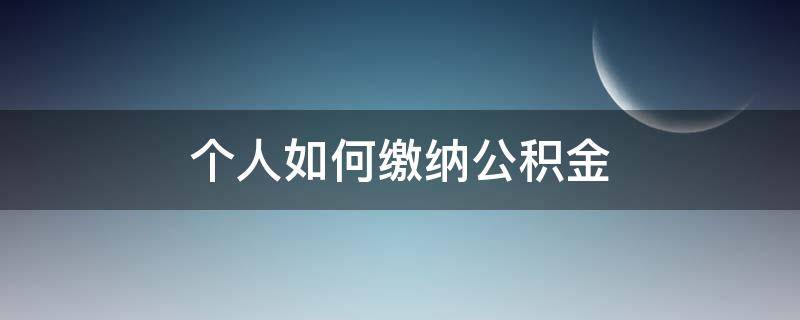 个人如何缴纳公积金（个人如何缴纳公积金个人如何办理公积金）